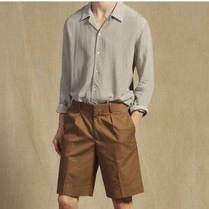 Men's Tailored Cotton-Twill Shorts in Brown